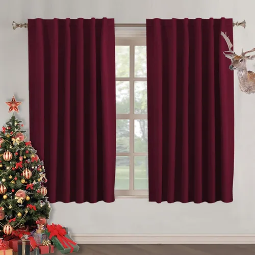 Miniatura 33 de Turquoize Cortinas Opacas para Tratamiento de Ventana con Trabillas Traseras para Sala de Estar/Dormitorio, Tratamientos de Ventana con Aislamiento
