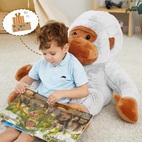 Miniatura 7 de Gorila gigante de peluche, juguetes de peluche grandes de gorila, juguetes de animales de la selva, animales de peluche jumbo esponjosos de 31