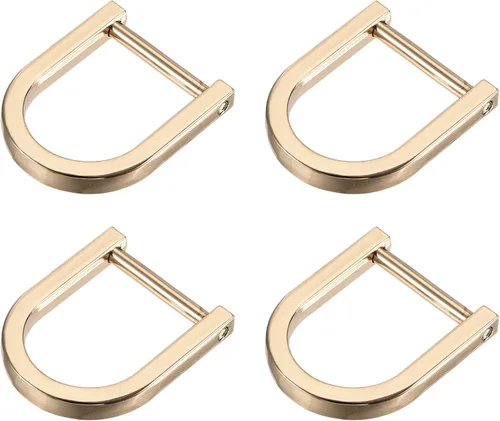 METALLIXITY Metal D Rings Non-welded D-shaped Ring Buckles for DIY Keychains Card Holders Purse Tono dorado