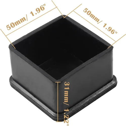 Miniatura 2 de Uenhoy 8 tapas cuadradas de goma antideslizantes para patas de silla, protectores de suelo de 2 x 2 pulgadas (paquete de 2)