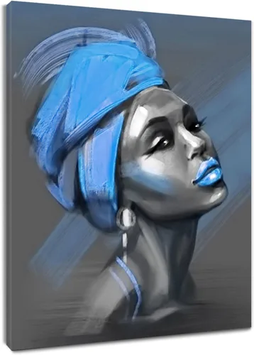 Miniatura 27 de LB Arte de pared de mujer afroamericana, mujer negra con cabello dorado, impresiones de pintura abstracta, belleza moderna negra y dorada para sala