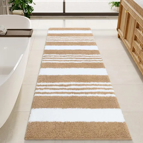 LOCHAS Alfombras largas de baño, alfombra de baño grande de 24 x 70 pulgadas, antideslizante, absorbente, lavable, alfombra de baño de microfibra