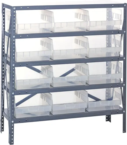 Miniatura 247 de Quantum QSBU-245BK Heavy Duty Shelving Unit with (7) Shelves and (24) QUS245 Black Bins for Garage Warehouse Storage Distribution 400 lb Load
