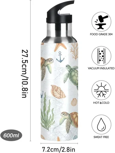 Miniatura 9 de Watercolor Sea Turtles Stainless Steel Vacuum Insulated Water Bottle 32 Oz, BPA-Free Sport Water Bottle Leakproof Water Bottles