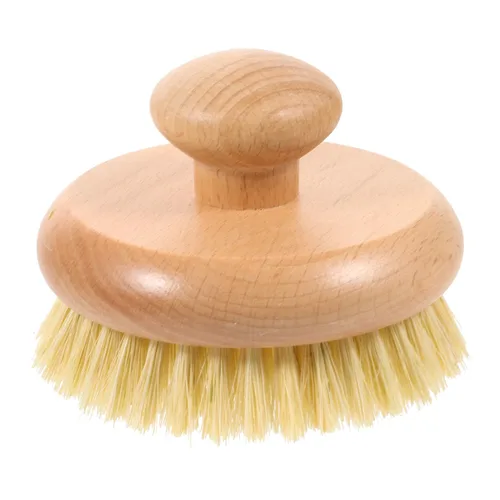 Cepillo de ducha con mango para la espalda, exfoliante corporal de madera, cepillo de ducha de baño para cepillado húmedo o seco