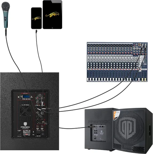 Miniatura 6 de PRORECK Club 8000 juego de sistema de audio de 18 pulgadas y 8000W P.M.P.O estéreo para DJ/altavoces PA alimentados, conjunto de 6 altavoces