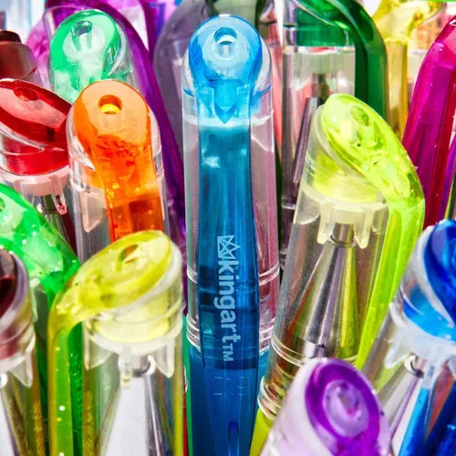 Miniatura 9 de KINGART Brillo de agarre suave, cartucho de tinta de 0.098 pulgadas, juego de 80 bolígrafos de gel de colores únicos, surtido de 80 piezas