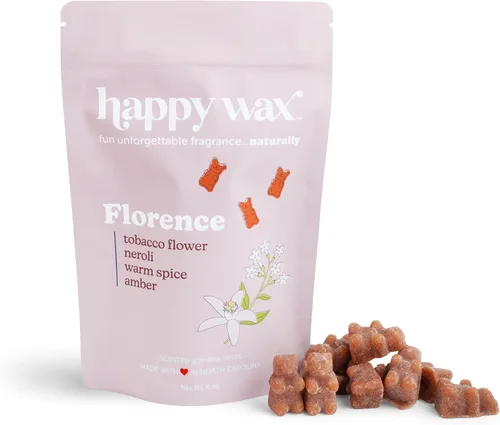 Happy Wax Florence - Cera perfumada de oso para derretir – infundida con aceites esenciales – No tóxica – (bolsa de 4 onzas)