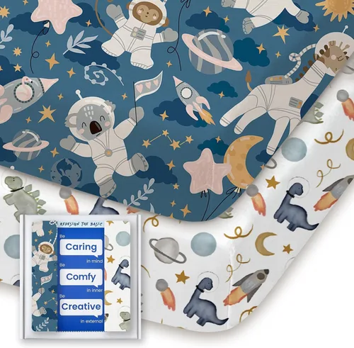 Miniatura 58 de Sábanas de dinosaurio para cuna para niños, sábana bajera ajustable de cuna suave de alta calidad, sábanas de bebé ultra transpirables, sábanas