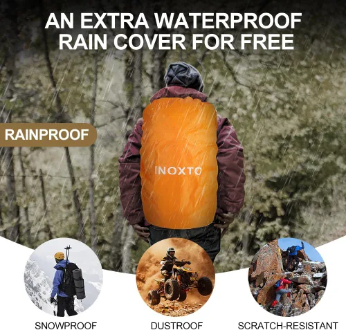 Miniatura 6 de INOXTO - Mochila de senderismo de 35 litros con cámara de 3 litros, mochila de campamento con cubierta impermeable para lluvia para hombres, mochila