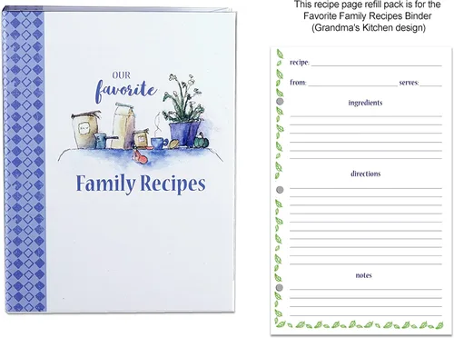 Miniatura 2 de Meadowsweet Kitchens Paquete de recambio de páginas de recetas forradas para el diario favorito de recetas familiares, diseño de cocina de la abuela