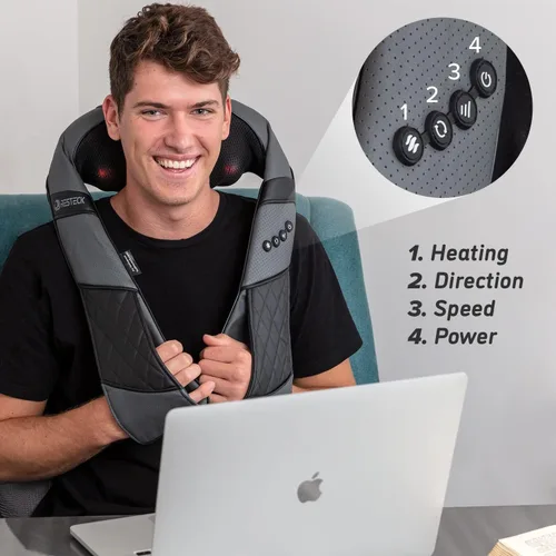 Miniatura 10 de RESTECK Masajeadores para Cuello y Espalda con Calor - Almohada de Masaje 3D de Tejido Profundo, Masaje Shiatsu Eléctrico para Hombros, Pies