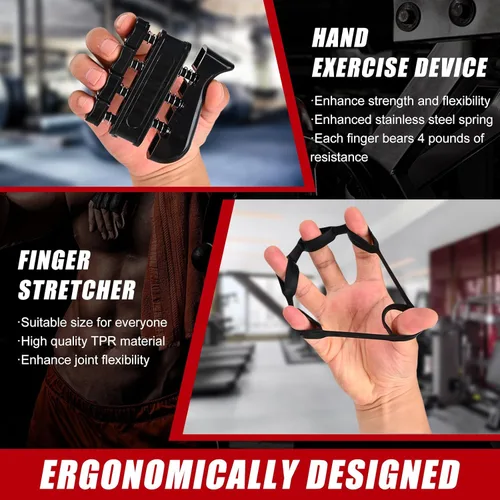 Miniatura 5 de Fortalecedor de agarre de mano, entrenador de fuerza de agarre, 22-132 libras de resistencia ajustable para antebrazo ejercitador para Negro 5 Pack