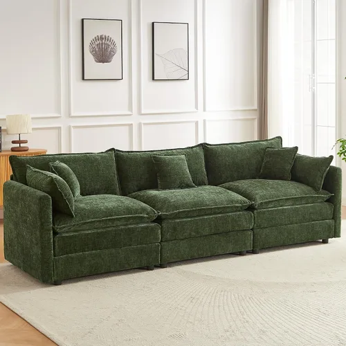 Miniatura 19 de Sofá modular seccional, juego de sofá en forma de L de 77 pulgadas con reposabrazos, cómodos sofás de nube de 2 plazas para sala de estar