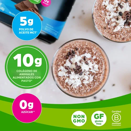 Miniatura 3 de Orgain Polvo de proteína de colágeno keto, chocolate - 10g de péptidos de colágeno hidrolizado alimentado con pasto, tipo I y III, 5g de aceite MCT