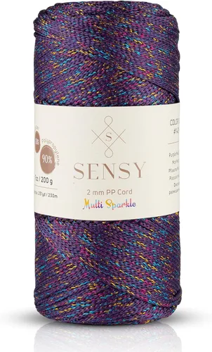 Miniatura 115 de Sensy Premium Cuerda de Poliéster de 2mm 251 Yardas Cuerda de Polipropileno 100% Cordón de Macramé 2mm Cordón para Bolsa de Ganchillo Cuerda