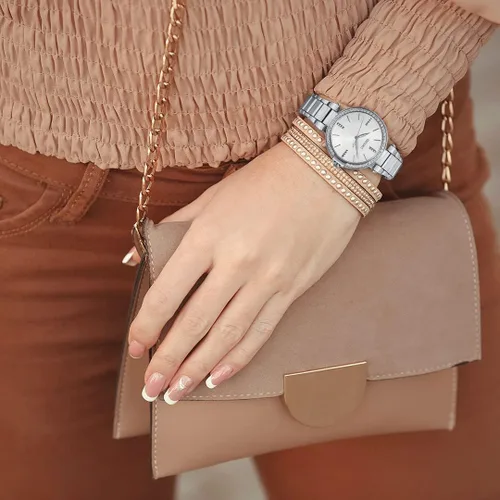 Miniatura 5 de Seiko Reloj analógico para mujer SRZ515P1 de acero de 1.260in y esfera de cuarzo de cristal Hardlex