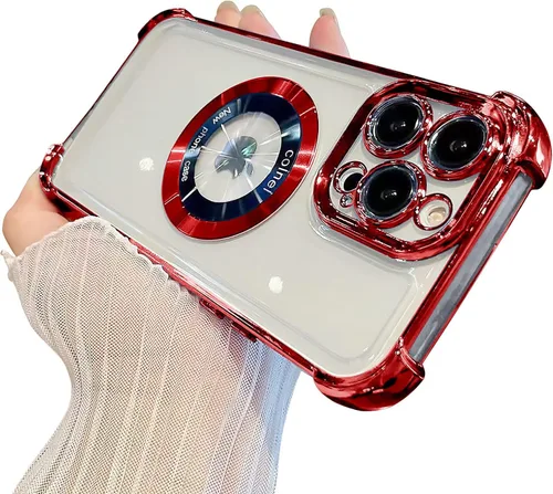 Miniatura 15 de Funda magnética transparente para iPhone 14 Plus, lujo brillante en las cuatro esquinas, protección de grado militar a prueba de golpes