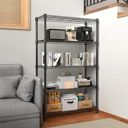 Miniatura 2 de M MZG Estantería de almacenamiento de 1250 libras, unidad de estantería de utilidad de 5 niveles, organizador de acero, estante de alambre