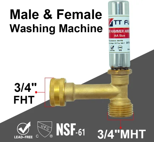 Miniatura 2 de TT FLEX Amortiguador de Agua de Acero Inoxidable 3/4 Pulgadas Giratorio FHT x 3/4 Pulgadas MHT para Lavadora y Manguera de Jardín