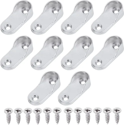 Miniatura 8 de MroMax Soporte ovalado de aleación de zinc para barra de armario, soporte de brida para barra de armario, diámetro interior de 0.650 in, paquete
