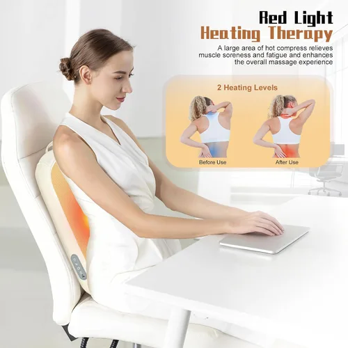 Miniatura 5 de Shiatsu - Masajeador de espalda con calor, masaje de rodamiento hacia arriba y hacia abajo, masajeador eléctrico de espalda para aliviar el dolor