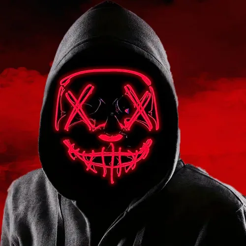 Miniatura 4 de Boolavard Máscara de Halloween con luz LED para festivales, cosplay, disfraz de Halloween, fiestas de máscaras, carnaval, regalos Naranja