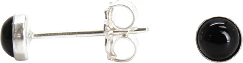 Aretes de tuerca con piedras preciosas para mujeres y niñas, bisel redondo de 0.157 in de plata esterlina 925