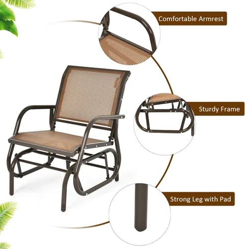 Miniatura 7 de Giantex Silla columpio con marco de metal de estudio, cómoda silla de patio para jardín, porche, patio trasero, piscina, mecedora al aire libre