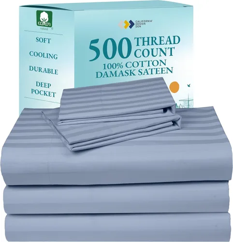 Miniatura 38 de Sábanas de algodón tamaño King dividido para cama ajustable, satén de algodón 100% con 500 hilos, ajuste ceñido, juego con sábanas bajeras Twin-XL