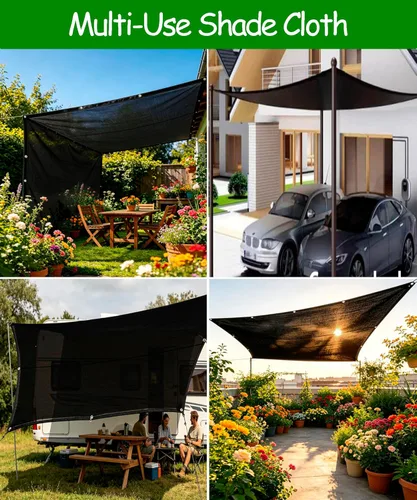 Miniatura 7 de Lona de malla 90% negra de 6 x 14 pies, resistente con ojales, toldo para patio, jardín, invernadero, gallinero, plantas, verduras, piscina Negro