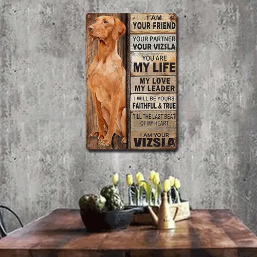 Miniatura 78 de Letrero de metal con texto en inglés "I Am Your Friend", regalo para los amantes de Weimaraner, arte de pared vintage, letreros de barra