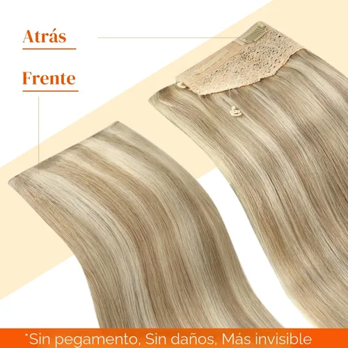 Miniatura 8 de Sunny Hair - Extensiones de cabello humano real con reflejos, con hilo y clips, aplicación invisible, 2.82 onzas, 18 pulgadas, color rubio cenizo