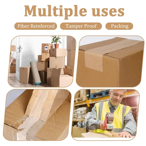 Miniatura 3 de Cinta reforzada de papel kraft activado por agua, paquete de 2, 2.75 pulgadas x 380 pies, longitud total de 760 pies, para embalaje y envío seguros