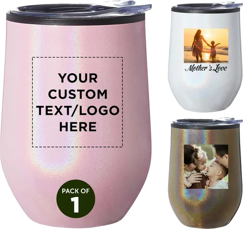 Miniatura 21 de DISCOUNT PROMOS Vasos de vino personalizados sin tallo de 12 onzas, juego de 6/12/24, paquete a granel personalizado, aislados, perfectos para vino