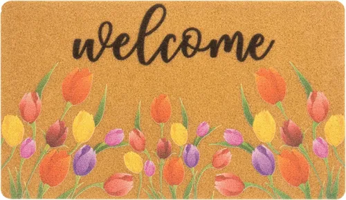 Miniatura 11 de Felpudos de Bienvenida de Primavera Florales de Fibra de Coco - 30"x17" Antideslizantes Grandes para Interiores Coloridos Felpudo de Bienvenida