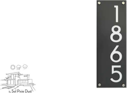 Miniatura 2 de Números de casa modernos, aluminio gris metálico con acrílico blanco - Vertical 2 - Dirección contemporánea - Placa de señal - Número de puerta