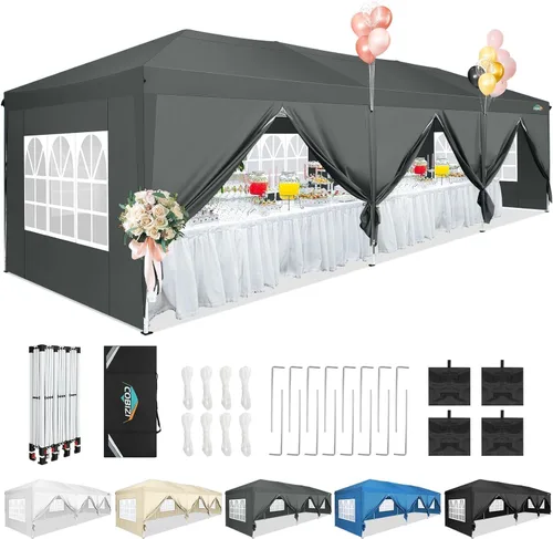 Miniatura 16 de COBIZI - Toldo desplegable de 10 x 20 pies con 6 paredes, impermeable y con protección UPF 50+, ideal para bodas, fiestas, eventos al aire libre