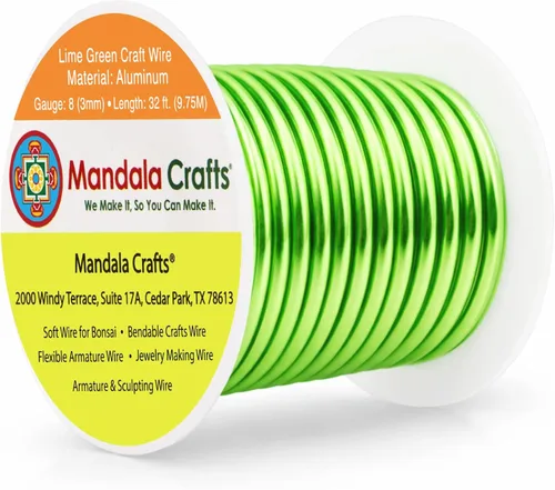 Miniatura 31 de Mandala Crafts - Alambre de aluminio anodizado de 8 calibre para hacer joyas - 9.75 m de alambre flexible negro colorido - Flexible para bonsái