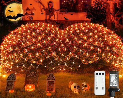 Miniatura 28 de JMEXSUSS - Luces de red para exteriores impermeables, de 12 x 5 pies, con enchufe y 8 modos con control remoto, 360 luces LED para decoración