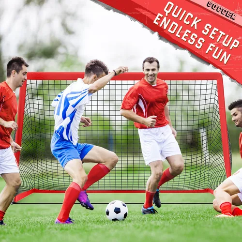 Miniatura 3 de KTRIO Portería de fútbol de 6 x 4 pies para patio trasero, red de fútbol portátil, grandes porterías de fútbol plegables con bolsa de transporte