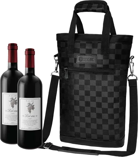 Miniatura 11 de opux - Portavinos para 2 botellas, bolsa aislada a prueba de fugas para vino, bolsa de enfriamiento portátil para viajes BYOB, picnic, estuche
