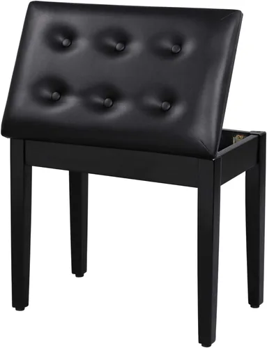 Miniatura 12 de SONGMICS Taburete ajustable de madera para piano con almacenamiento de partituras negro ULPB57H