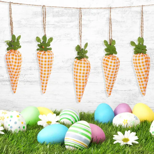 Miniatura 6 de Pancarta de zanahoria de Pascua, guirnalda de zanahoria de conejo, guirnalda de zanahoria, adorno de pared para fiesta, chimenea, decoración