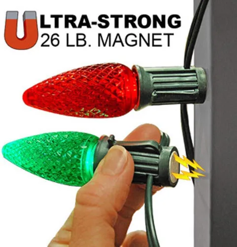 Miniatura 5 de Novelty Lights Carrete de luz C9, cuerda magnética de Navidad para exteriores, cable verde, espacio de 6 pulgadas, para superficies de acero