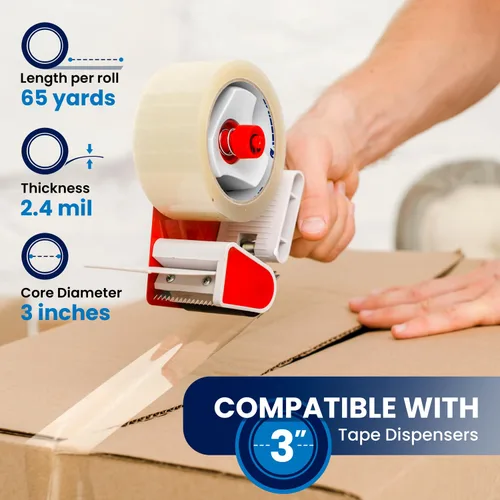 Miniatura 2 de Lifetime Supplies 6 Rollos 2.4 mil Transparente 65 Yardas Cada (390 Yardas Total) 2" Cinta de Embalaje Premium Cinta de Embalaje Resistente