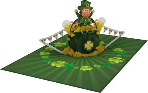 Miniatura 8 de iGifts And Cards Tarjeta desplegable 3D de duende de oro, diseño festivo de celebración irlandesa para cumpleaños del día de San Patricio y buena