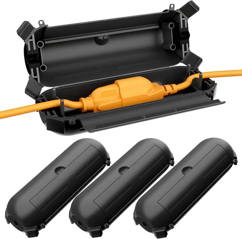 Miniatura 17 de RESTMO Paquete de 2 fundas compactas para cable de extensión para exteriores, caja impermeable IP44 y funda de seguridad, ideal para proteger