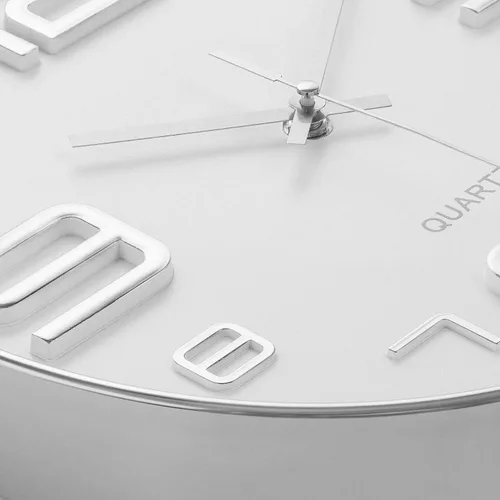 Miniatura 3 de Bernhard Products Reloj de pared plateado de 12 pulgadas, silencioso, sin tictac, de cuarzo, funciona con pilas, redondo, blanco, decorativo, diseño
