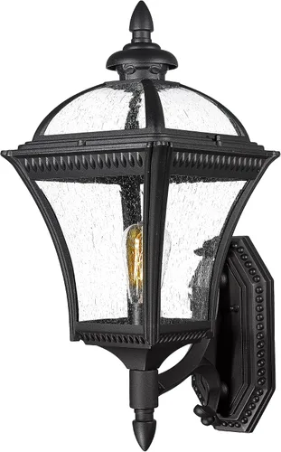 Miniatura 7 de Emliviar Luz de poste para exteriores de 22 pulgadas, luz de poste vintage de granja para el jardín, aluminio con vidrio semillado, acabado negro